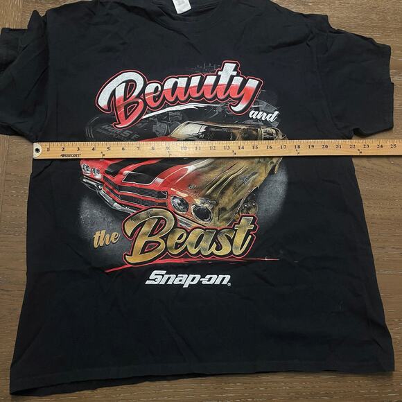 Gildan Snap On Shirt Men Extra Large XL Beauty & the Beast Black Cotton Mechanic - Picture 7 of 10